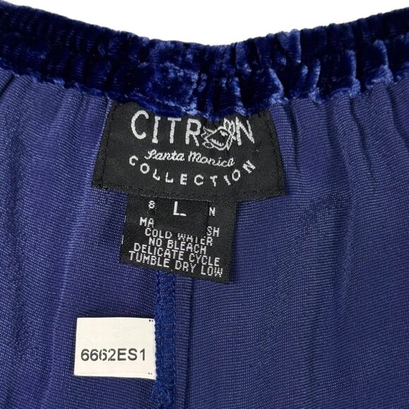 Citron Santa Monica Velvet Wide Leg Crop Culottes Pants SZ L Whimsigoth Boho - Picture 3 of 11